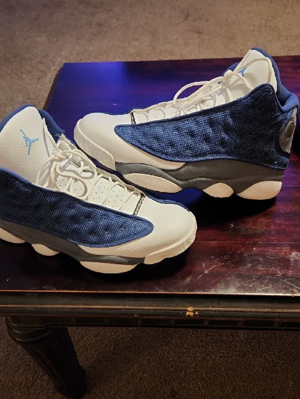 Jordan 13 "Flint" 2020 Blue and White Retro Basketball Sneakers - Picture 9 of 9